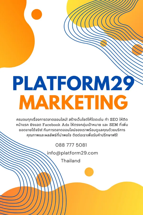 เกี่ยวกับบริษัท platform29 PLATFORM29 รับจัดทำเว็บไซต์ ยิงแอดโฆษณา